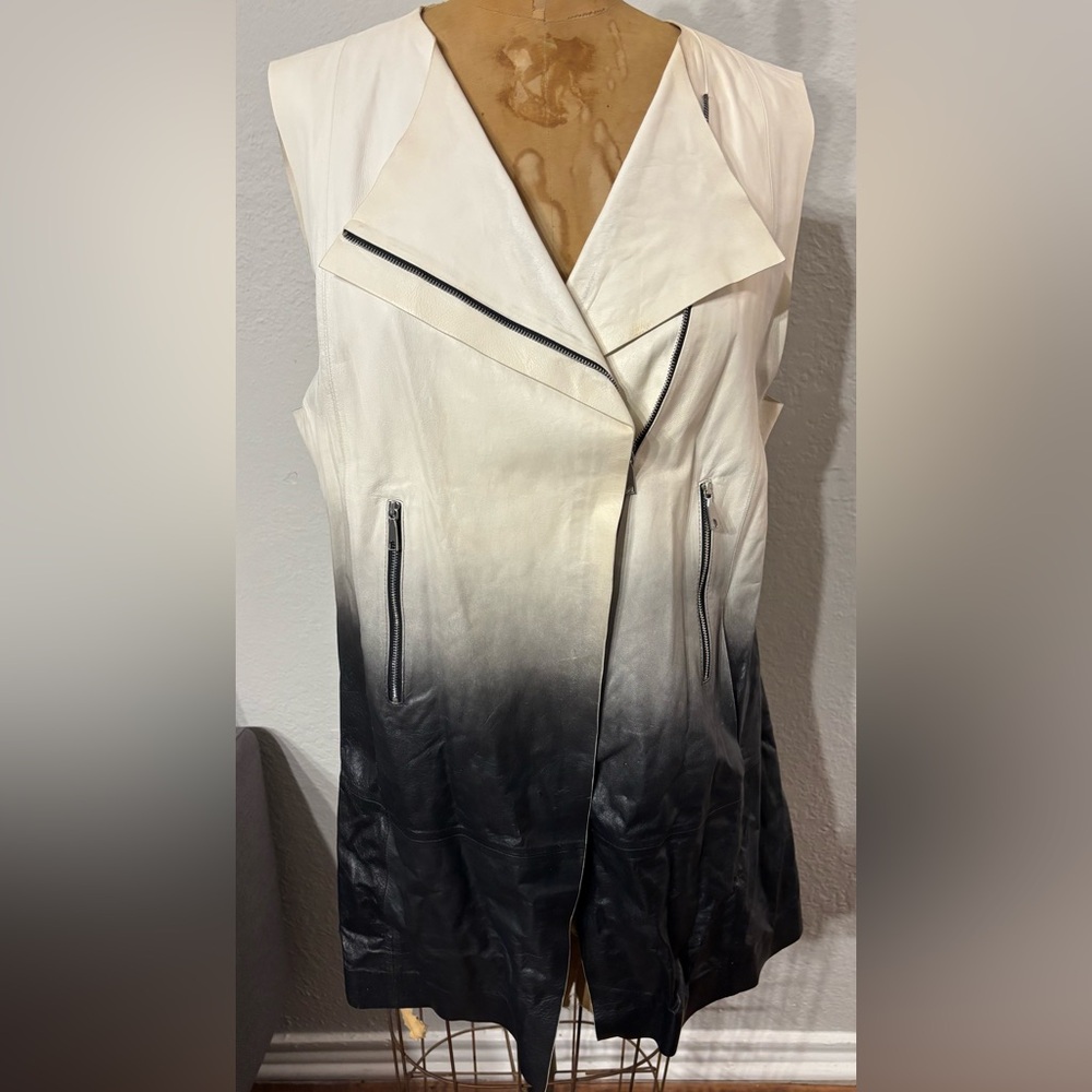 Lafayette 148 New York Asymmetrical Zip Ombre Vest